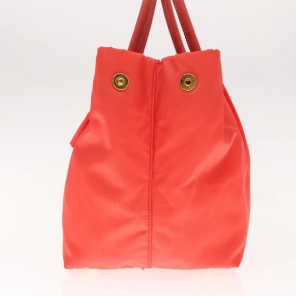 PRADA Hand Bag Nylon Orenge Sunset Gold Auth 94395 - Picture 4 of 14